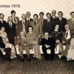 Back Row: Anthony Pascoe, John Slade, Denis Lawrey, David Moyse, Arnold Hall, Derrick Eustice, Christopher Vincent, Cuthbert Pooley, Frank Stapleton, Clayton Stapleton, George Eustice, Paul Eustice. Front Row: Major Gardner (Joint Secretary), Rosemary Lawrey, Vivian Jewell (President), Betty Tregenza, Jack Sampson (Chairman), Margaret Stapleton (Joint Secretary), Charlie James, Mary Sampson, Willie Tregenza.
