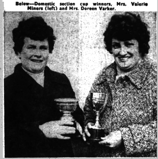 1978 - Domestic section cup winner, Mrs. Valerie Miners (left) and Mrs. Doreen Varker.