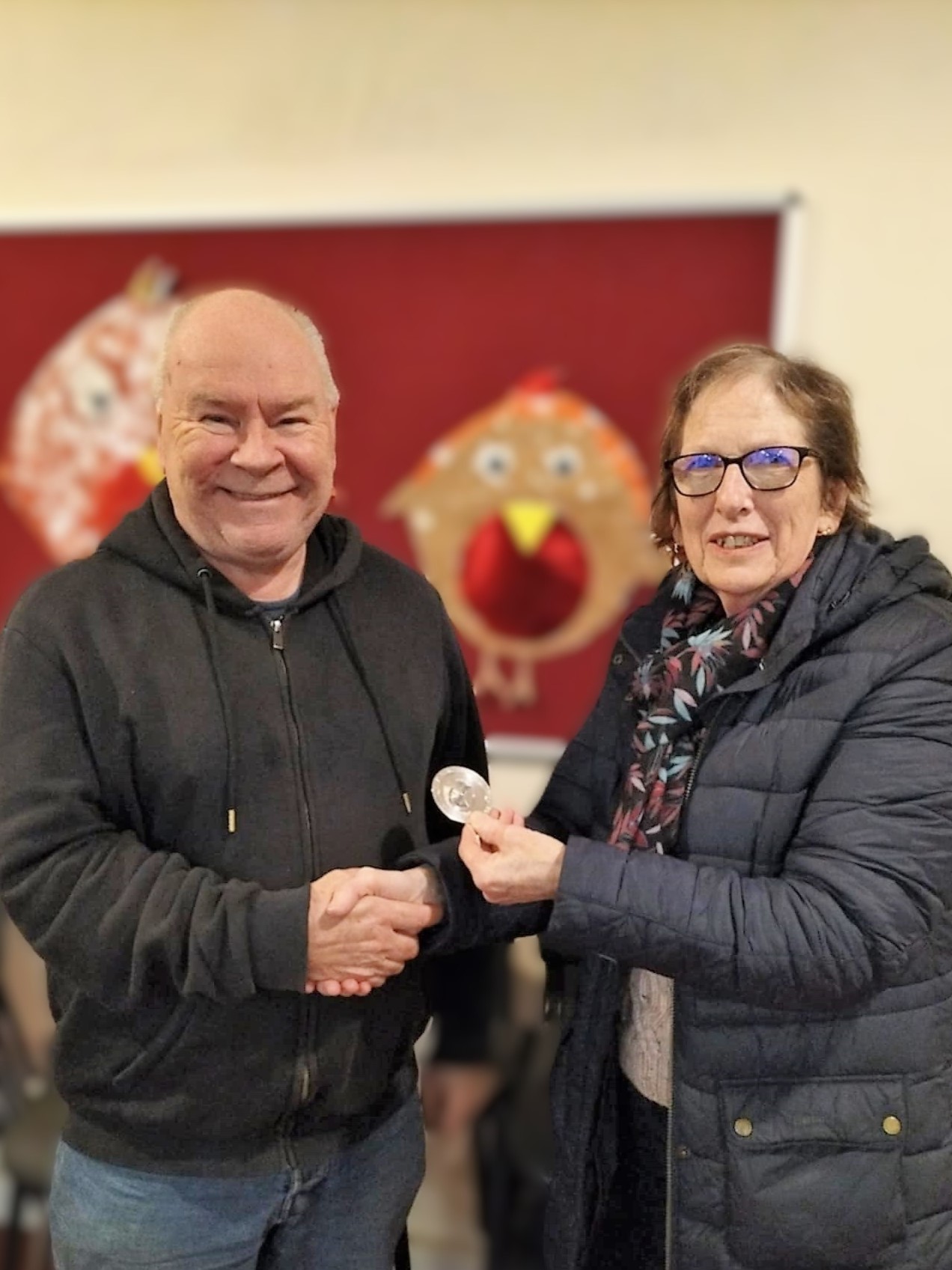 Elizabeth Eustice, president of Gwinear Village Show 2025, congratulated Edward Pascoe when he was chosen as president for 2026